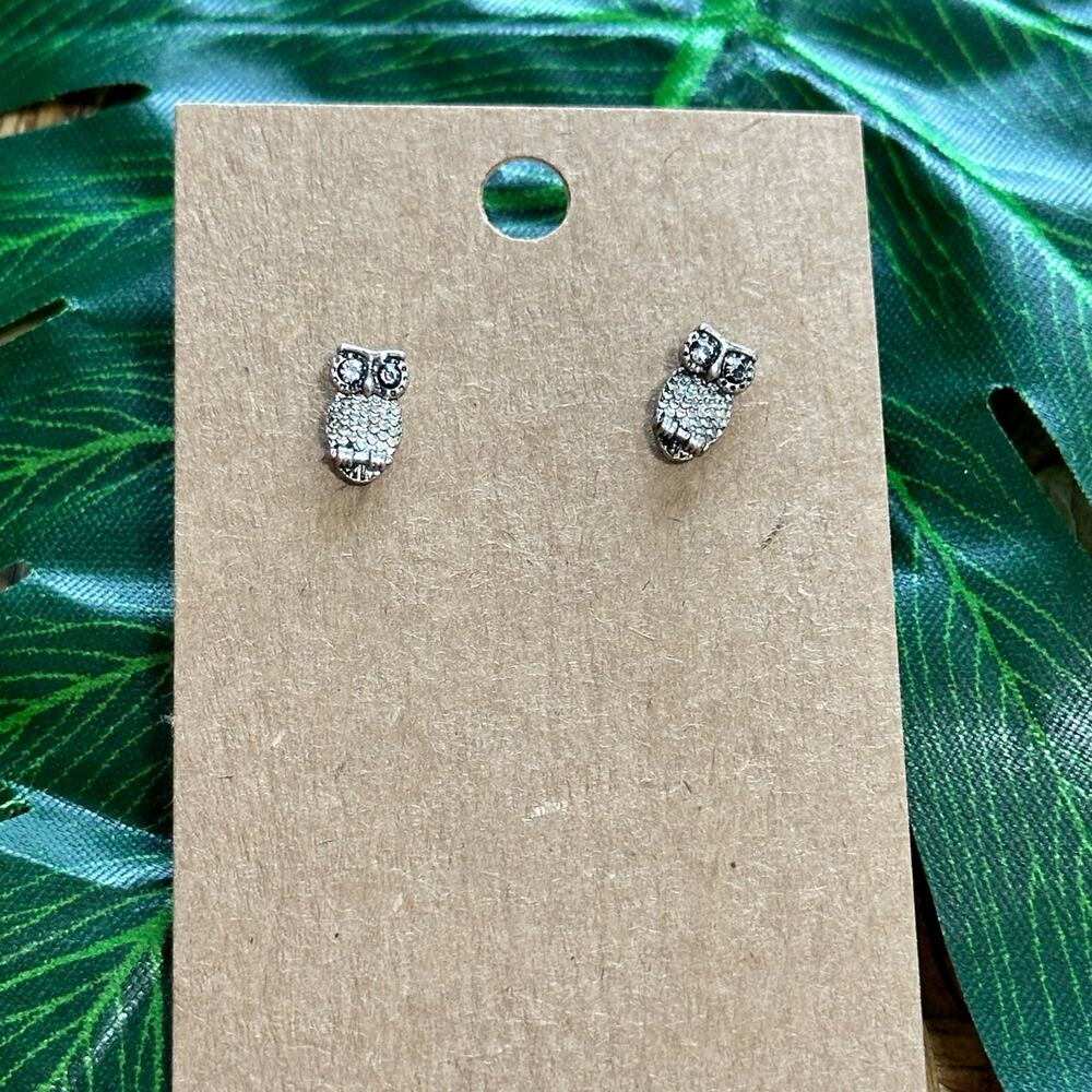 BOGO FREE SILVER CRYSTAL OWL POST EARRINGS